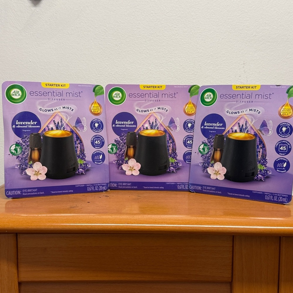 3 Air Wick Essential Mist Lavender & Almond Blossom Air Freshener